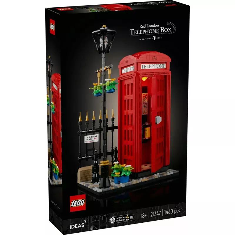 Bauset LEGO Rote Londoner Telefonzelle 21347 – modulares Sammelset, 1460 Teile, 18+
