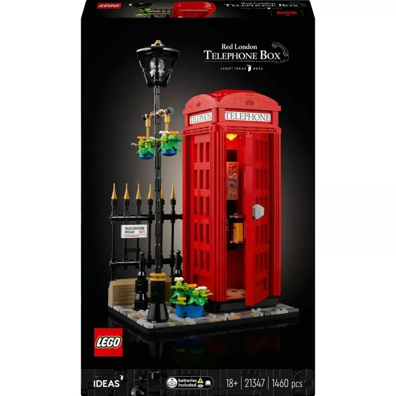 Bauset LEGO Rote Londoner Telefonzelle 21347 – modulares Sammelset, 1460 Teile, 18+
