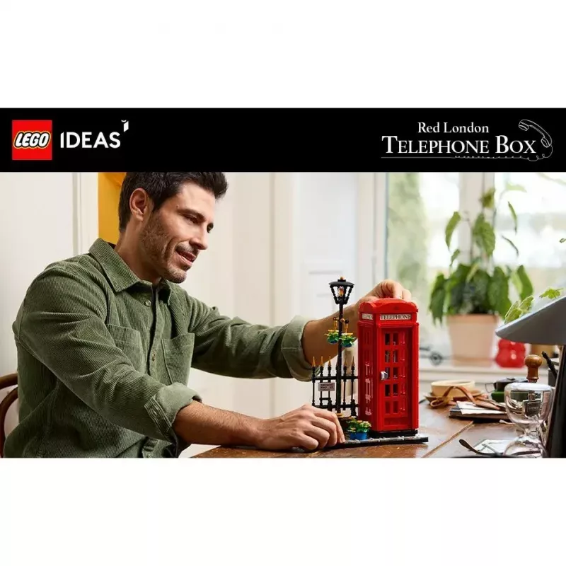 Bauset LEGO Rote Londoner Telefonzelle 21347 – modulares Sammelset, 1460 Teile, 18+