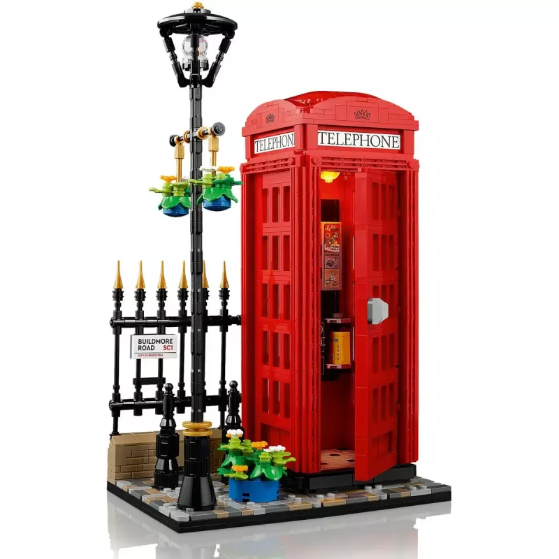Bauset LEGO Rote Londoner Telefonzelle 21347 – modulares Sammelset, 1460 Teile, 18+