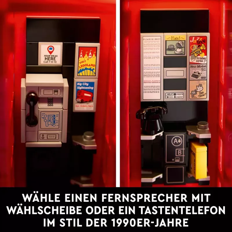 Bauset LEGO Rote Londoner Telefonzelle 21347 – modulares Sammelset, 1460 Teile, 18+