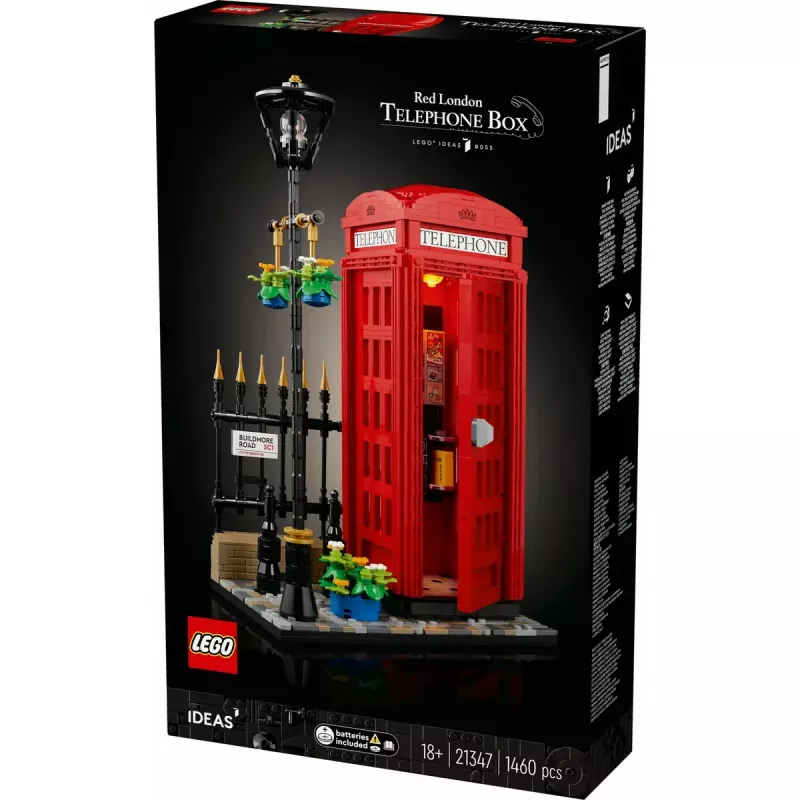 Bauset LEGO Rote Londoner Telefonzelle 21347 – modulares Sammelset, 1460 Teile, 18+