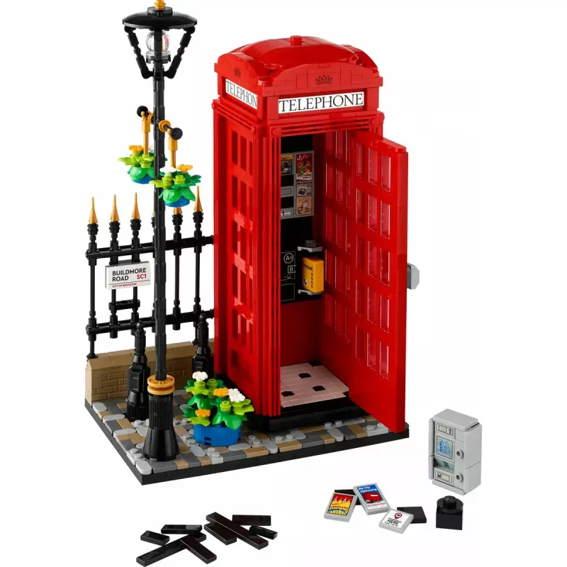 Bauset LEGO Rote Londoner Telefonzelle 21347 – modulares Sammelset, 1460 Teile, 18+