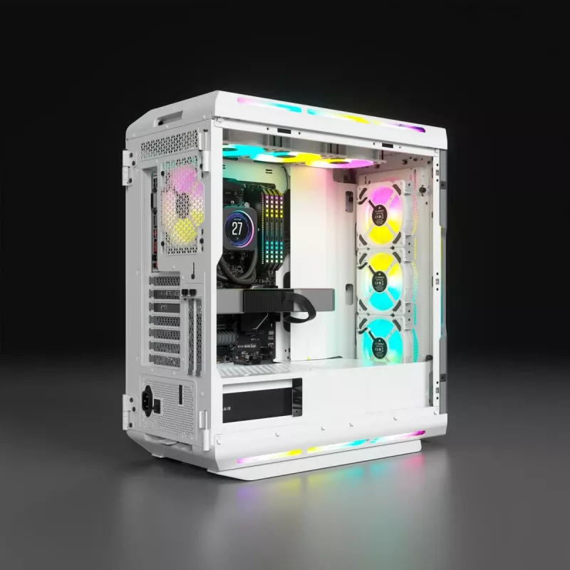 CORSAIR Mid-Tower ATX PC-Gehäuse - iCUE 5000T - RGB Temperglas - Weiß