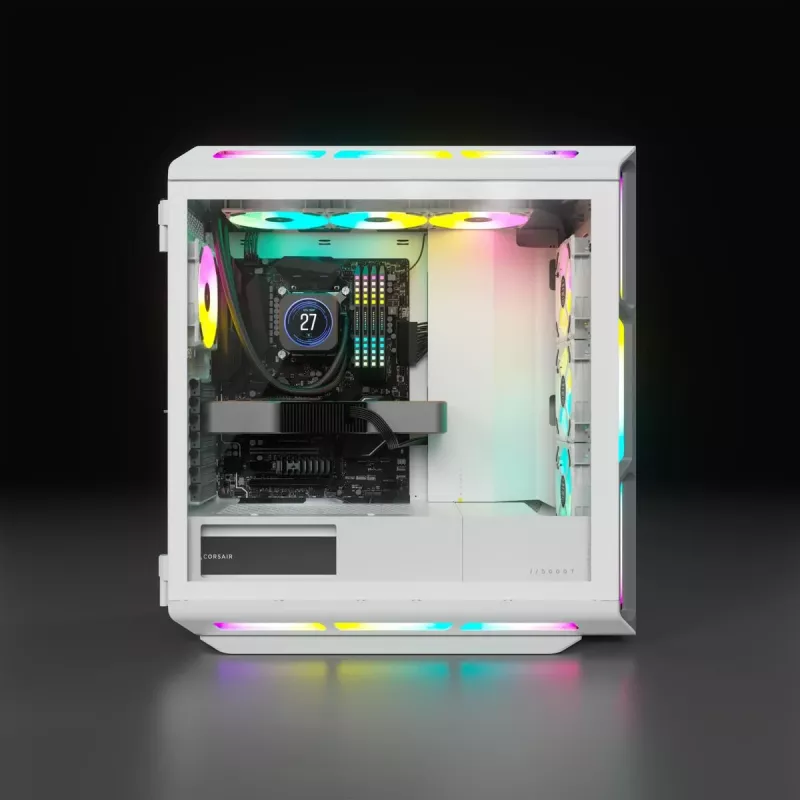 CORSAIR Mid-Tower ATX PC-Gehäuse - iCUE 5000T - RGB Temperglas - Weiß