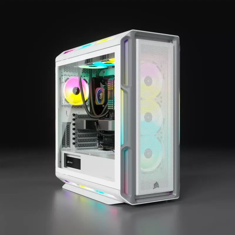 CORSAIR Mid-Tower ATX PC-Gehäuse - iCUE 5000T - RGB Temperglas - Weiß