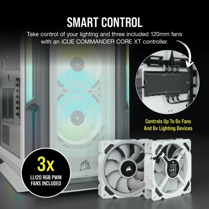 CORSAIR Mid-Tower ATX PC-Gehäuse - iCUE 5000T - RGB Temperglas - Weiß