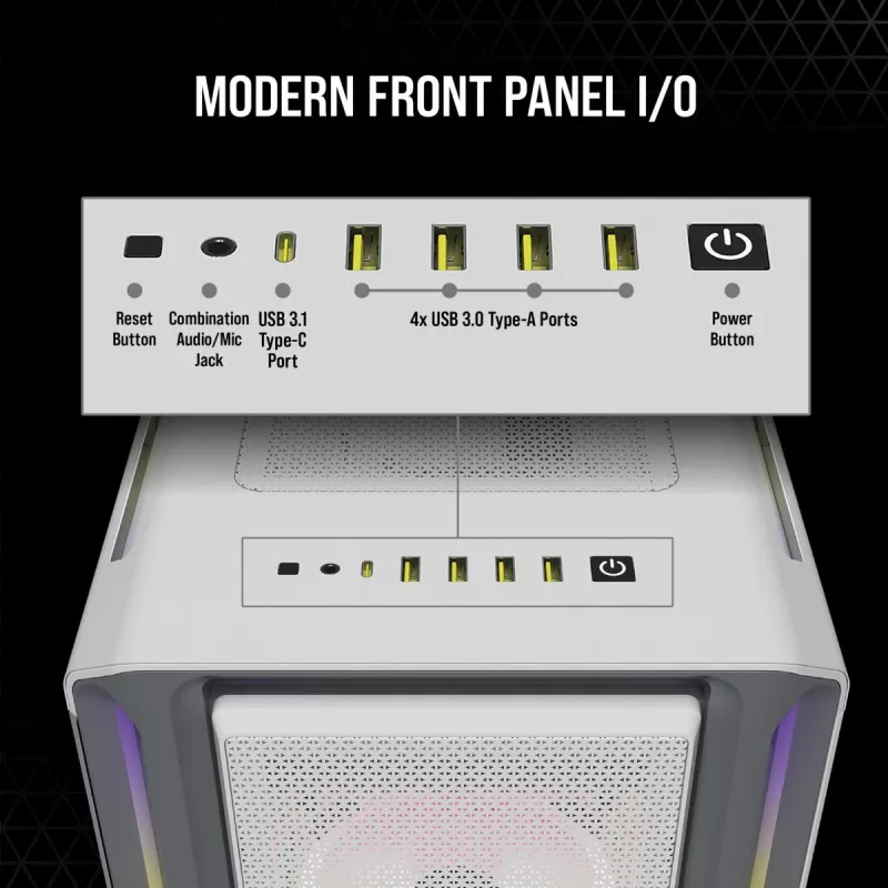 CORSAIR Mid-Tower ATX PC-Gehäuse - iCUE 5000T - RGB Temperglas - Weiß