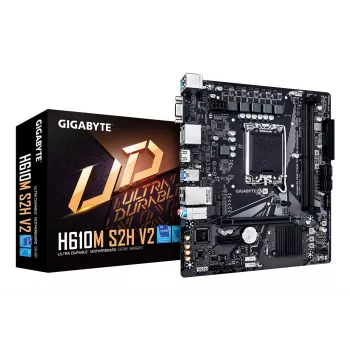 GIGABYTE H610M S2H V2 Motherboard - Unterstützt Intel Core 14. Gen. CPUs, 4+1+1 Hybrid-Phasen Digital VRM, bis zu 5600MHz DDR5, 1xPCIe 3.0 M.2, GbE LAN, USB 3.2 Gen 1