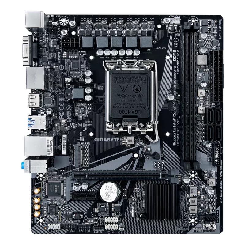 GIGABYTE H610M S2H V2 Motherboard - Unterstützt Intel Core 14. Gen. CPUs, 4+1+1 Hybrid-Phasen Digital VRM, bis zu 5600MHz DDR5, 1xPCIe 3.0 M.2, GbE LAN, USB 3.2 Gen 1