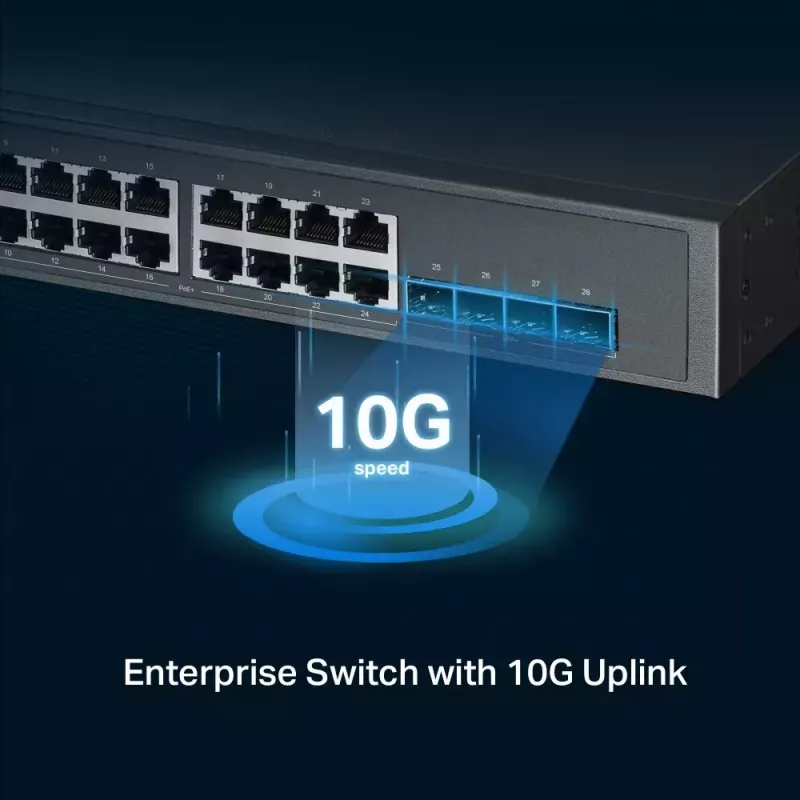 TP-Link Omada 24-Port 2.5GBASE-T und 4-Port 10GE SFP+ L2+ Managed Switch mit 16-Port PoE+ & 8-Port PoE++