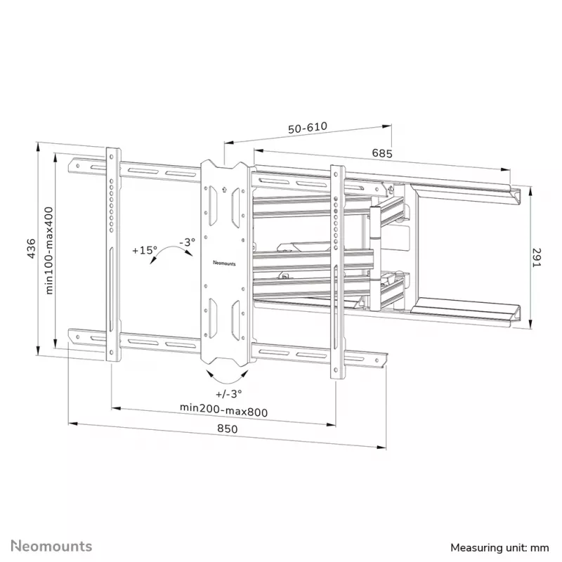 Neomounts WL40S-850BL18 TV-Wandhalterung 43-86 Zoll - Vollbeweglich - schnelle Installation