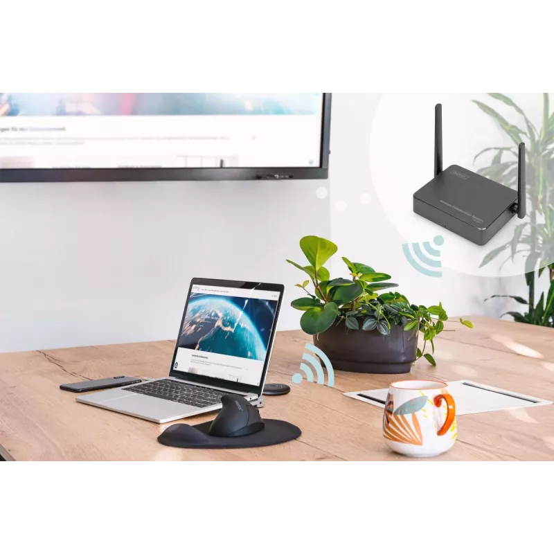 Wireless Collaboration System Digitus Click & Present Pro Desktop Schwarz Grau 3840x2160