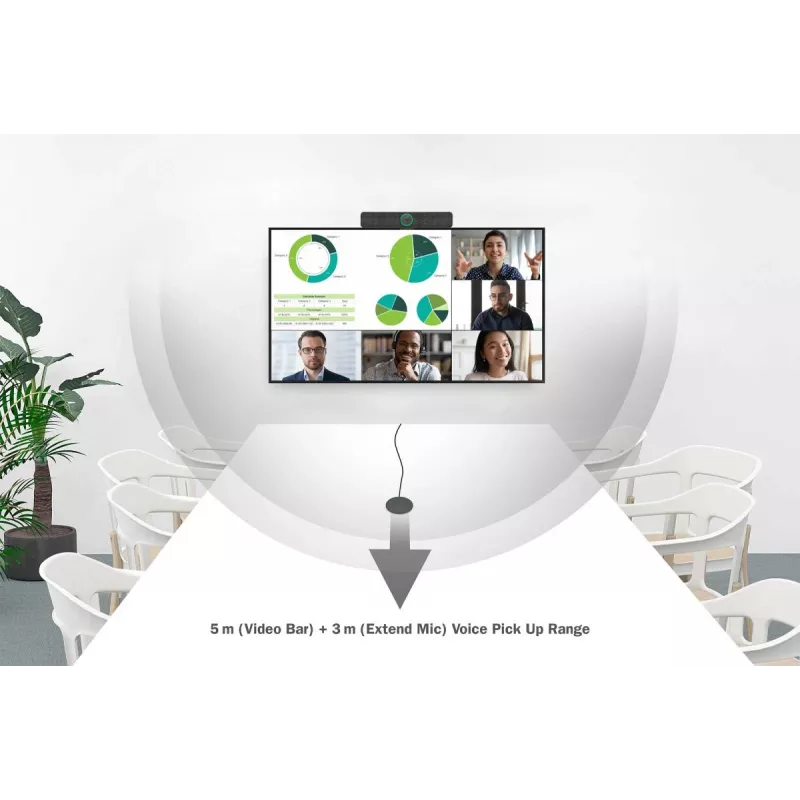DIGITUS 4K All-in-One Video Bar - Videokonferenzsystem (4 Mikrofone/1 Lautsprecher, 1 Tischmikrofon)