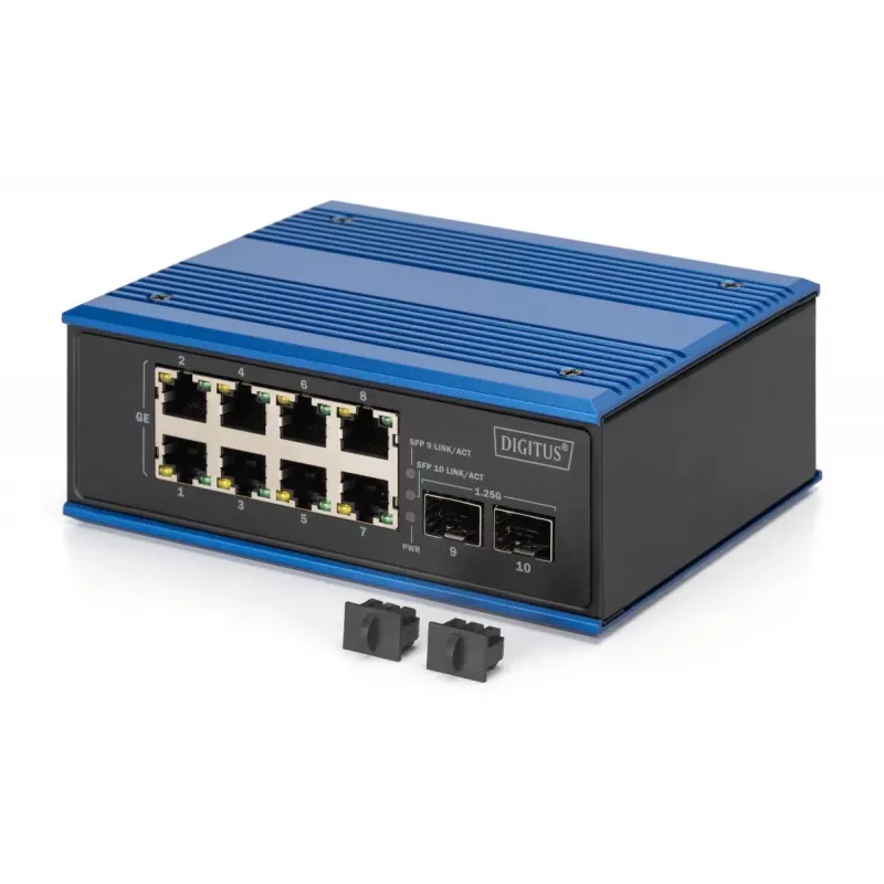 DIGITUS Industrial 8+2 -Port Gigabit Ethernet PoE Switch 8 Port GE PoE RJ45 2 GE SFP Port