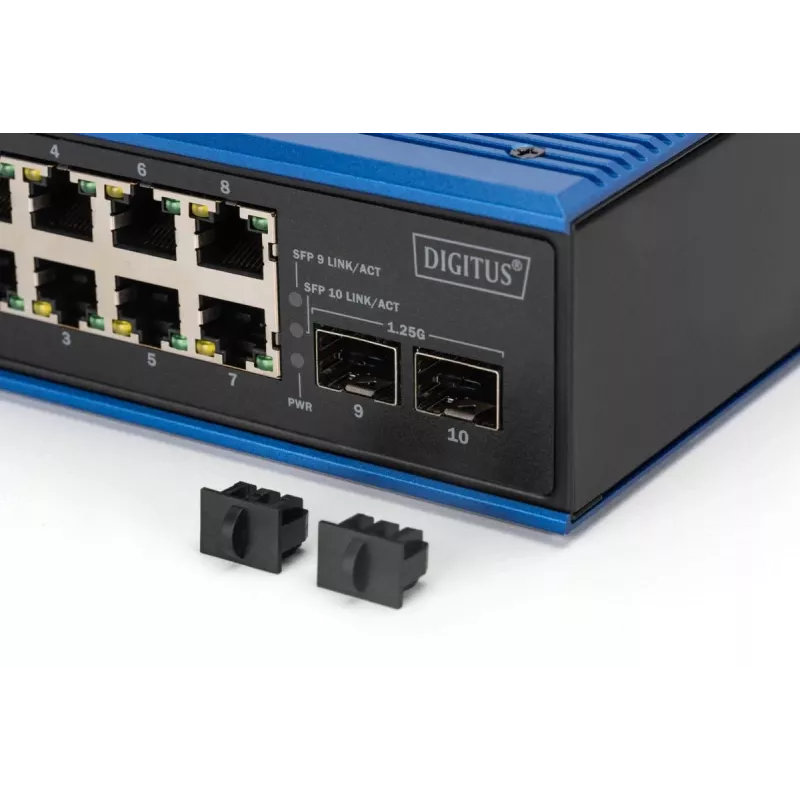 DIGITUS Industrial 8+2 -Port Gigabit Ethernet PoE Switch 8 Port GE PoE RJ45 2 GE SFP Port