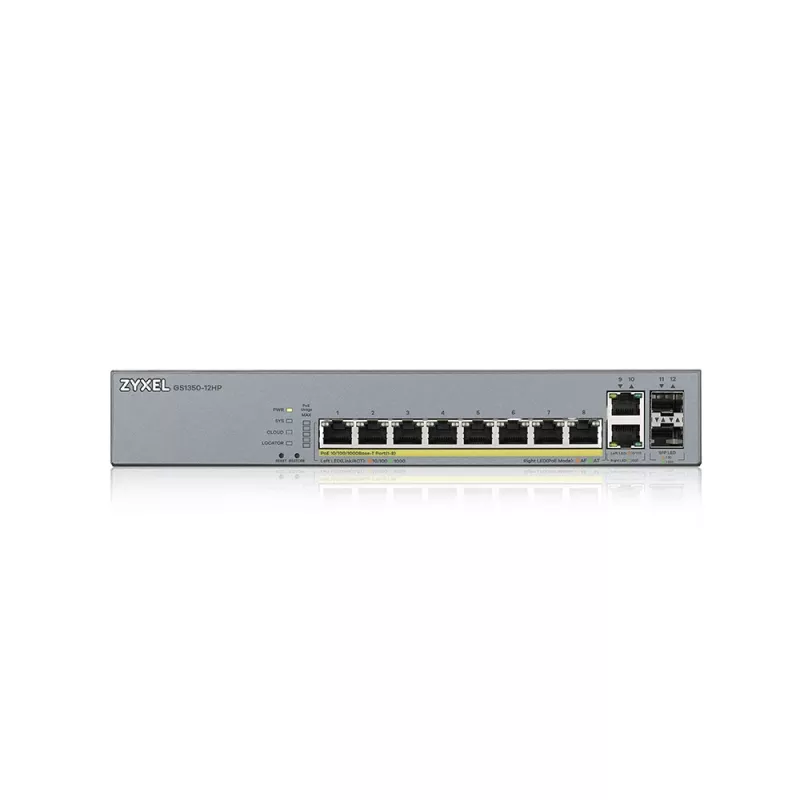 Zyxel GS1350-12HP-EU0101F Netzwerk-Switch Managed L2 Gigabit Ethernet (10/100/1000) Power over Ethernet (PoE) Grau