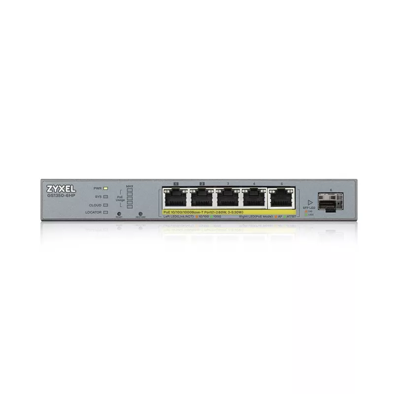Zyxel GS1350-6HP-EU0101F Netzwerk-Switch Managed L2 Gigabit Ethernet (10/100/1000) Power over Ethernet (PoE) Grau