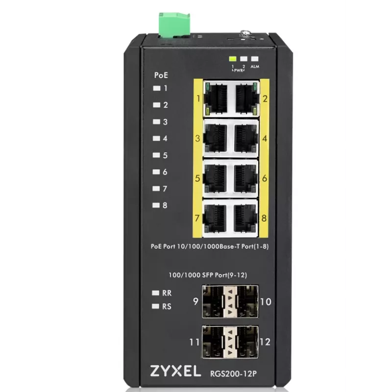 Zyxel RGS200-12P Managed L2 Gigabit Ethernet (10/100/1000) Power over Ethernet (PoE) Schwarz