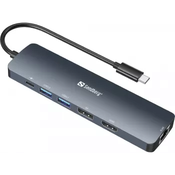 Sandberg USB-C 8K Display Dock USB 3.2 Gen 1 Typ-C 100W Power Delivery