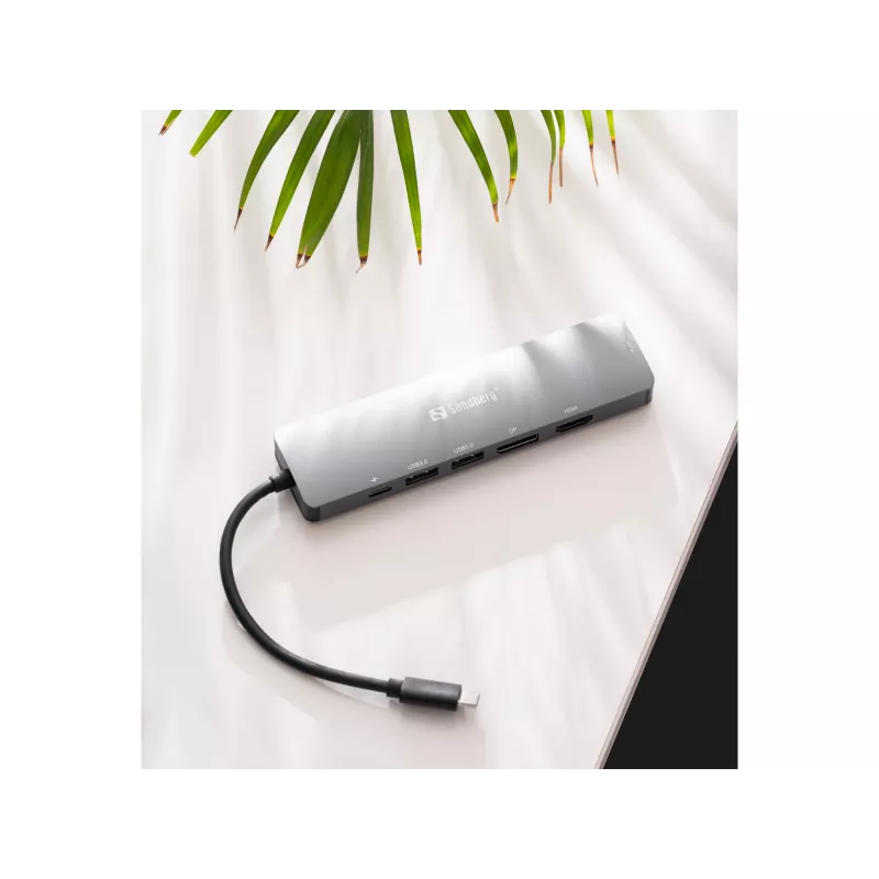 Sandberg USB-C 8K Display Dock USB 3.2 Gen 1 Typ-C 100W Power Delivery