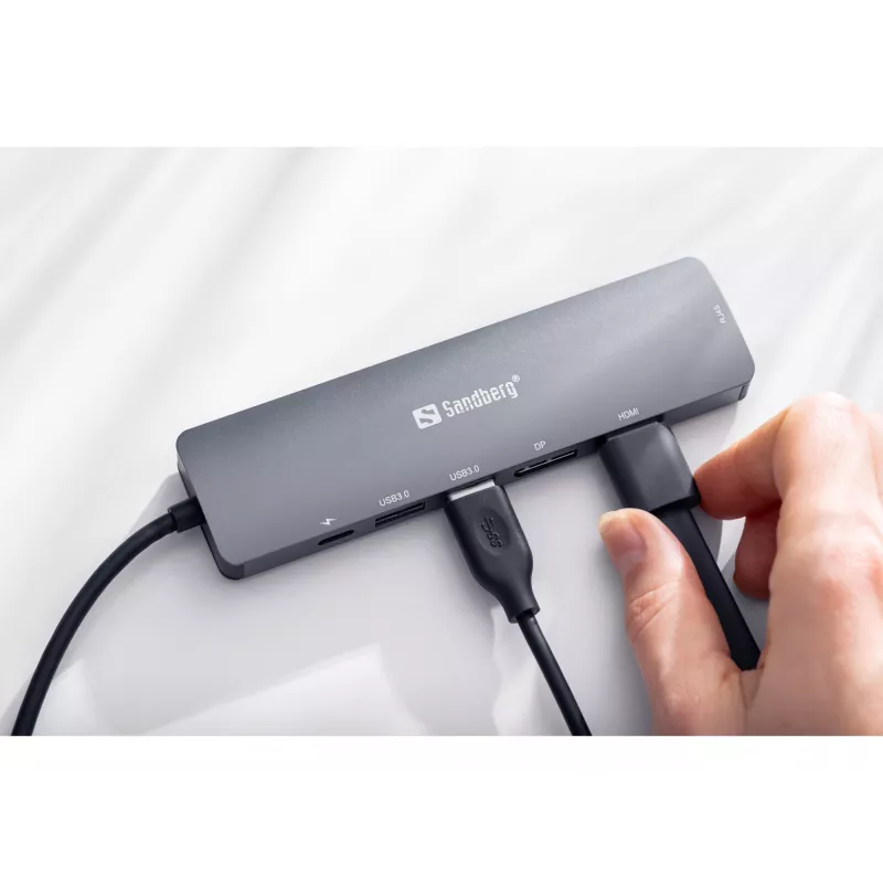 Sandberg USB-C 8K Display Dock USB 3.2 Gen 1 Typ-C 100W Power Delivery