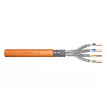 DIGITUS Installationskabel - Cat 7 - S/FTP - AWG 23/1 - Simplex - 50 m - Orange - 1200 MHz Dca (EN 50575), Papierbox, SX