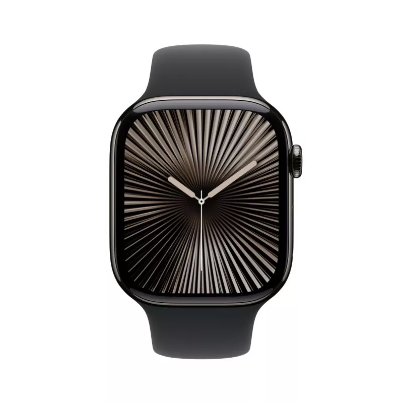 APPLE Watch Series 10 GPS + Cellular 46mm Schiefer-Titangehäuse mit schwarzem Sportarmband - M/L