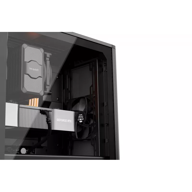 PC-Gehäuse bequiet! PURE BASE 501 Airflow Window MIDI Tower — ATX, gehärtetes Glas, 3x140/240 mm Unterstützung, 2x3,5 Zoll + 5x2,5 Zoll, USB-A x2, USB-C x1