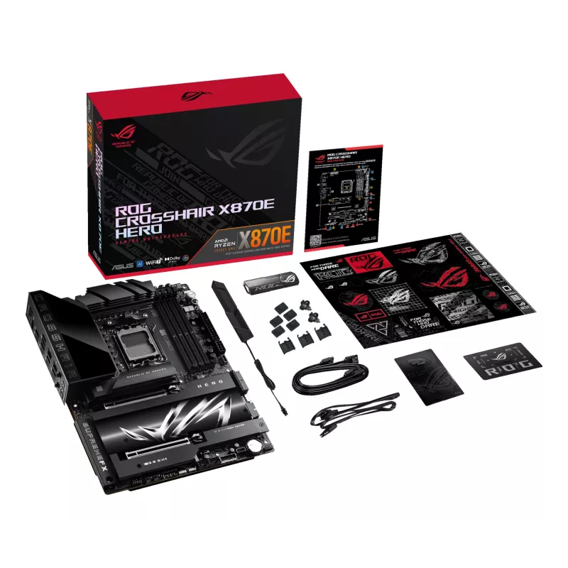 Motherboard ASUS ROG CROSSHAIR X870E HERO — AMD X870E, Sockel AM5, ATX, 4× DDR5 DIMM, 192 GB, Wi‑Fi 7, Bluetooth 5.4