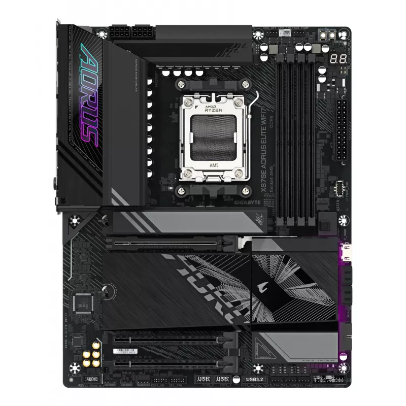 Motherboard GIGABYTE X870E AORUS ELITE WIFI7 ATX, AMD X870E, Sockel AM5, DDR5, 4x DIMM, Wi‑Fi 7, 2,5Gb LAN