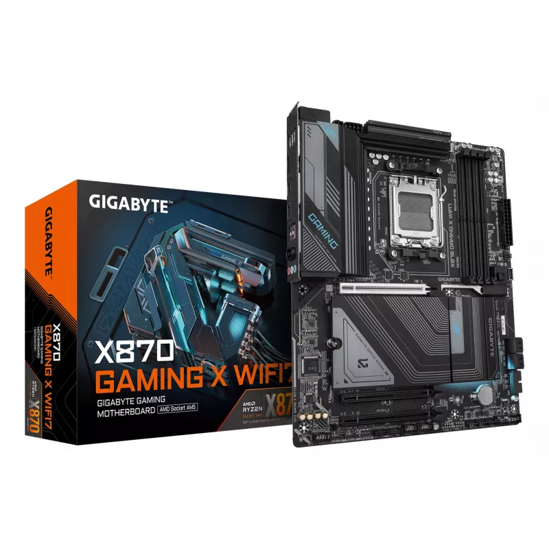 GIGABYTE X870 GAMING X WIFI7 Mainboard - Unterstützt AMD Ryzen 9000 CPUs, 16+2+2 Phasen VRM, bis zu 8000 MHz DDR5 (OC), 1xPCIe 5.0 + 2xPCIe 4.0, Wi-Fi 7, 2.5GbE LAN, USB 4