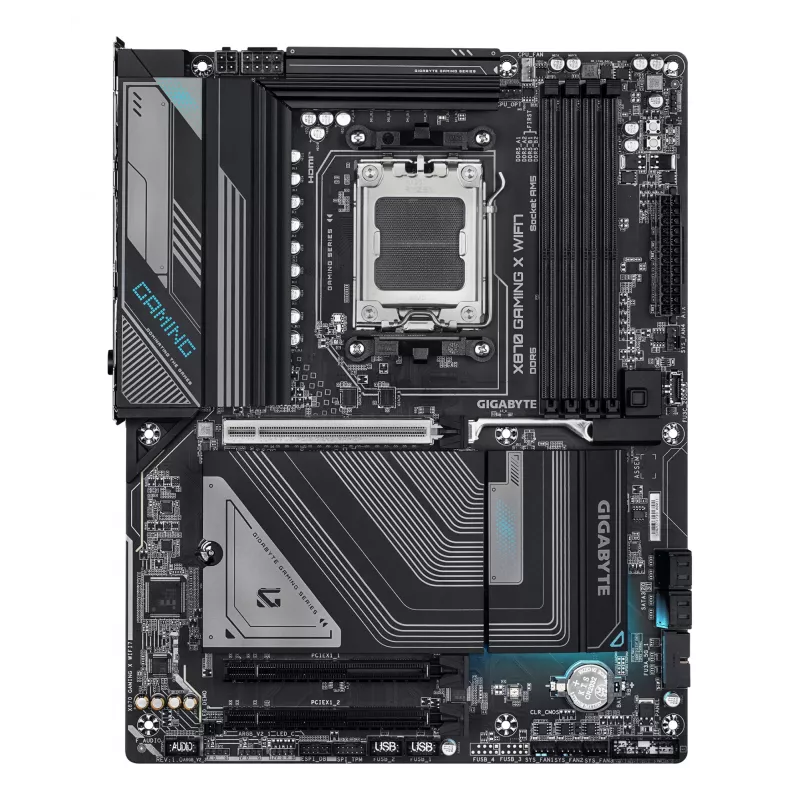 GIGABYTE X870 GAMING X WIFI7 Mainboard - Unterstützt AMD Ryzen 9000 CPUs, 16+2+2 Phasen VRM, bis zu 8000 MHz DDR5 (OC), 1xPCIe 5.0 + 2xPCIe 4.0, Wi-Fi 7, 2.5GbE LAN, USB 4