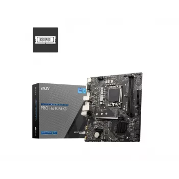 Motherboard MSI PRO H610M-G — Intel H610, LGA 1700, micro ATX, DDR5, 2 DIMM, bis zu 96 GB, M.2, SATA III, HDMI 2.1, DisplayPort 1.4