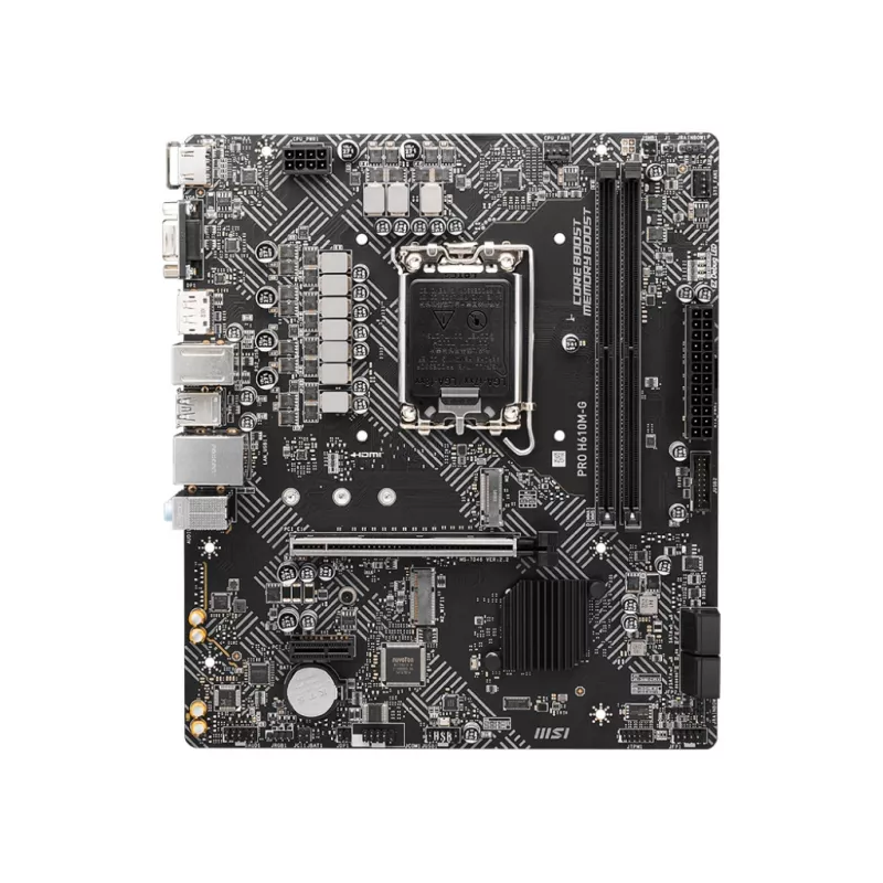 Motherboard MSI PRO H610M-G — Intel H610, LGA 1700, micro ATX, DDR5, 2 DIMM, bis zu 96 GB, M.2, SATA III, HDMI 2.1, DisplayPort 1.4
