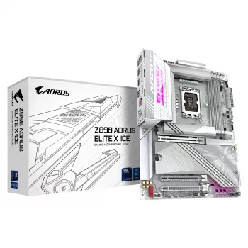 GIGABYTE Z890 AORUS ELITE X ICE Motherboard - Unterstützt Intel Core Ultra (Serie 2) CPUs, 16+1+2 Phasen VRM, bis zu 9500MHz DDR5 (OC), 1xPCIe 5.0 + 4xPCIe 4.0, Wi-Fi 7, 2.5GbE LAN, Thunderbolt 4