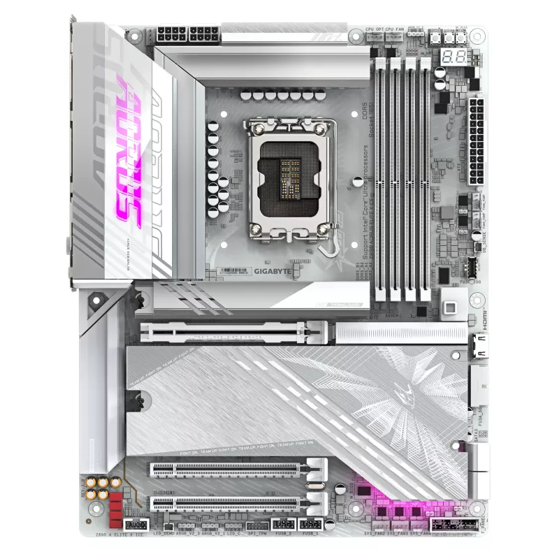 GIGABYTE Z890 AORUS ELITE X ICE Motherboard - Unterstützt Intel Core Ultra (Serie 2) CPUs, 16+1+2 Phasen VRM, bis zu 9500MHz DDR5 (OC), 1xPCIe 5.0 + 4xPCIe 4.0, Wi-Fi 7, 2.5GbE LAN, Thunderbolt 4