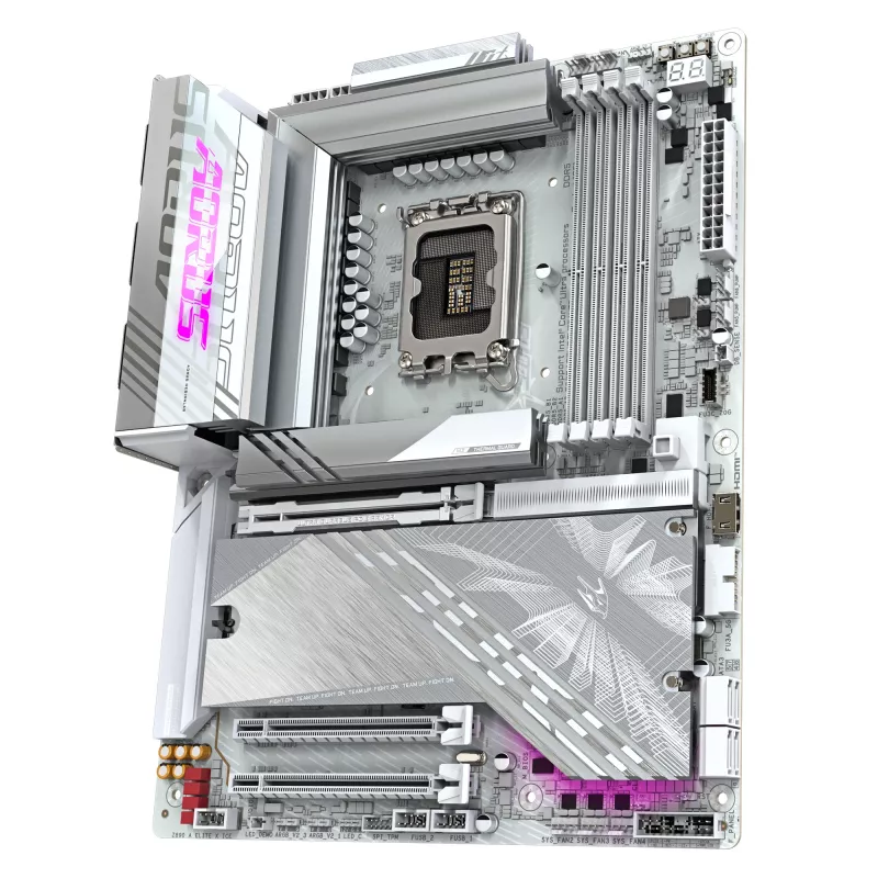 GIGABYTE Z890 AORUS ELITE X ICE Motherboard - Unterstützt Intel Core Ultra (Serie 2) CPUs, 16+1+2 Phasen VRM, bis zu 9500MHz DDR5 (OC), 1xPCIe 5.0 + 4xPCIe 4.0, Wi-Fi 7, 2.5GbE LAN, Thunderbolt 4