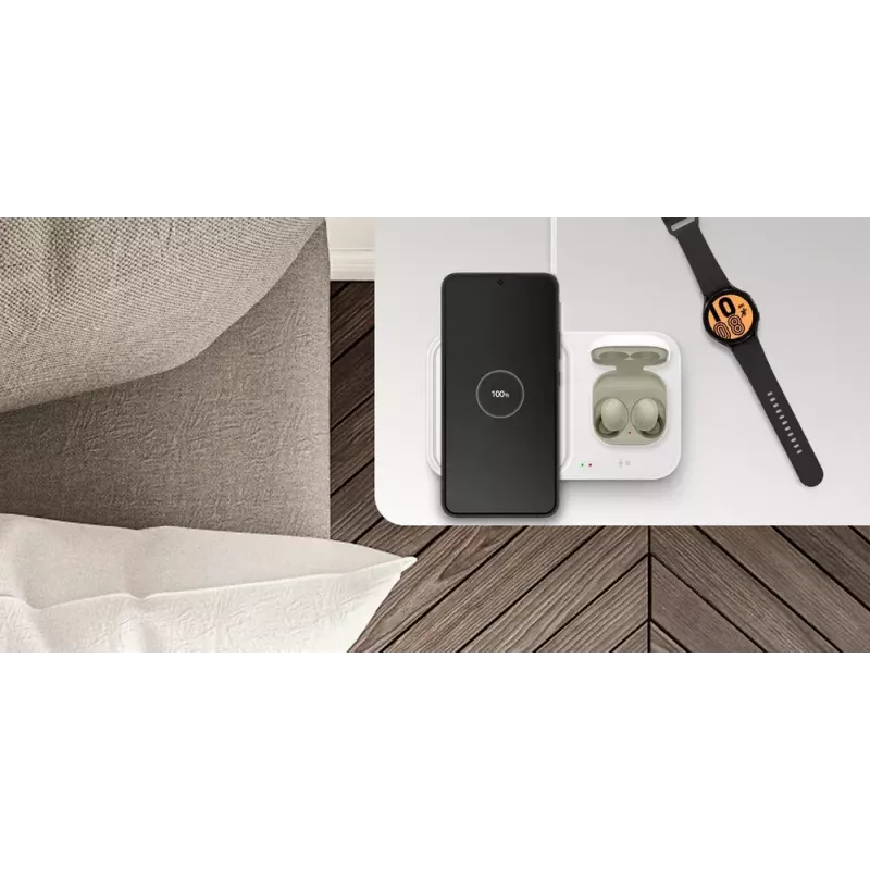 Kabelloses Ladegerät Samsung EP-P5400, 15 W, grau, USB-Ladegerät für den Innenbereich, kompatibel mit Kopfhörern, Smartphones und Smartwatches