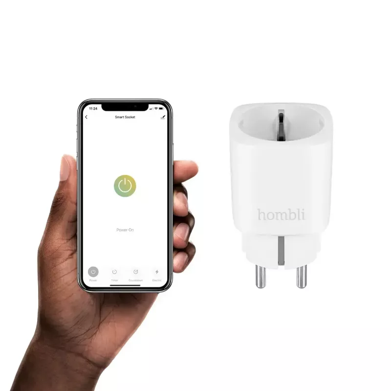 Hombli Smart Socket EU – Smarte Steckdose von Avanca International BV, Wi‑Fi, 220–250 V, 50–60 Hz, max. 3540 W, innen, weiß, Kunststoff, 46×46×84 mm