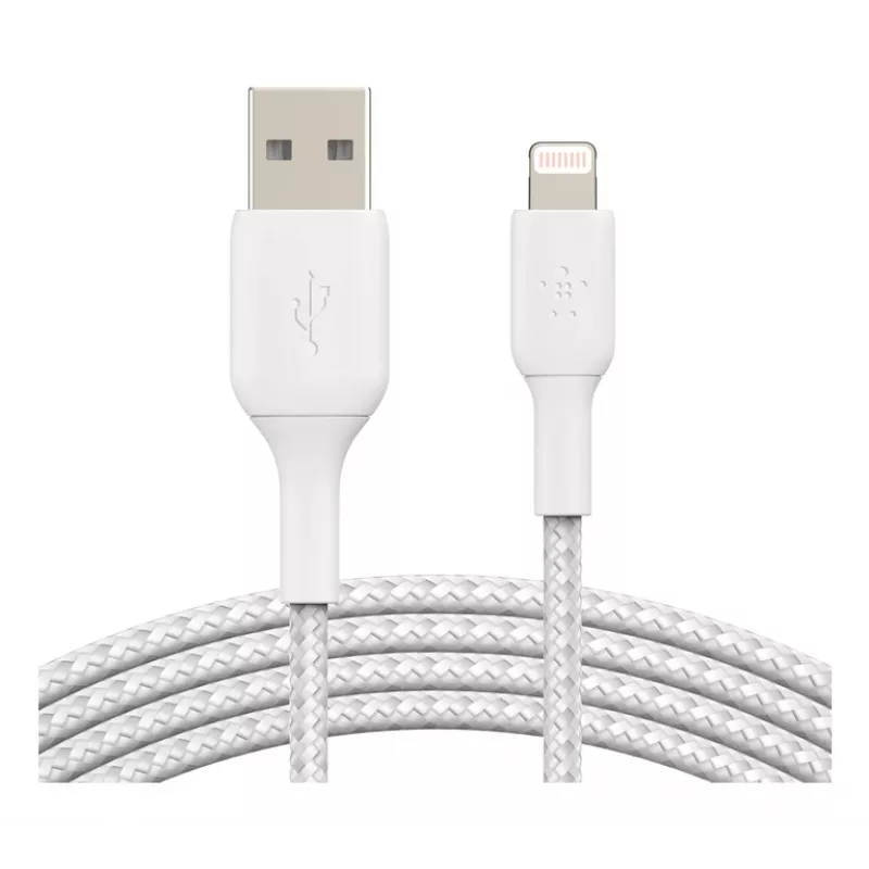 BELKIN Lightning-auf-USB-A-Kabel, geflochten, 1 m, Weiß