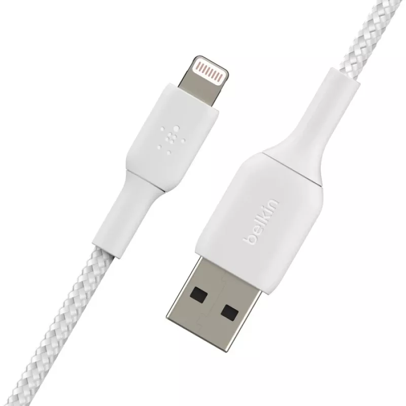 BELKIN Lightning-auf-USB-A-Kabel, geflochten, 1 m, Weiß