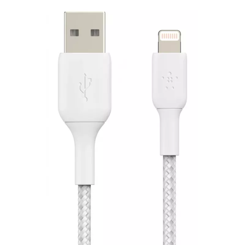 BELKIN Lightning auf USB-A Kabel Geflecht 2m Weiß