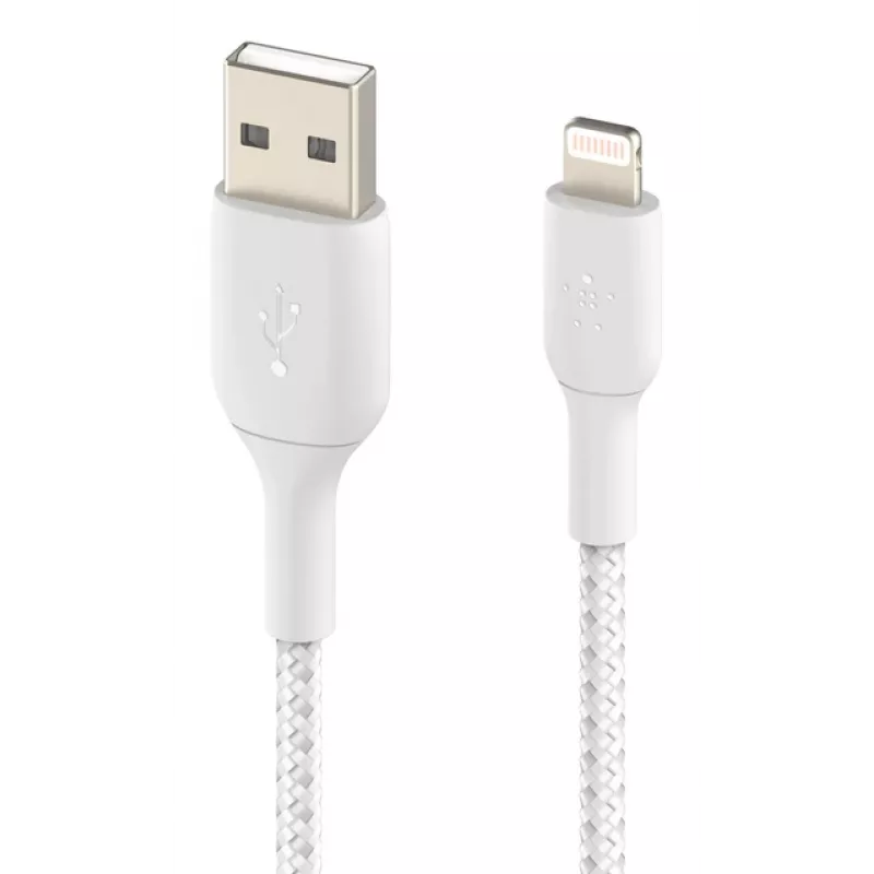 BELKIN Lightning auf USB-A Kabel Geflecht 2m Weiß