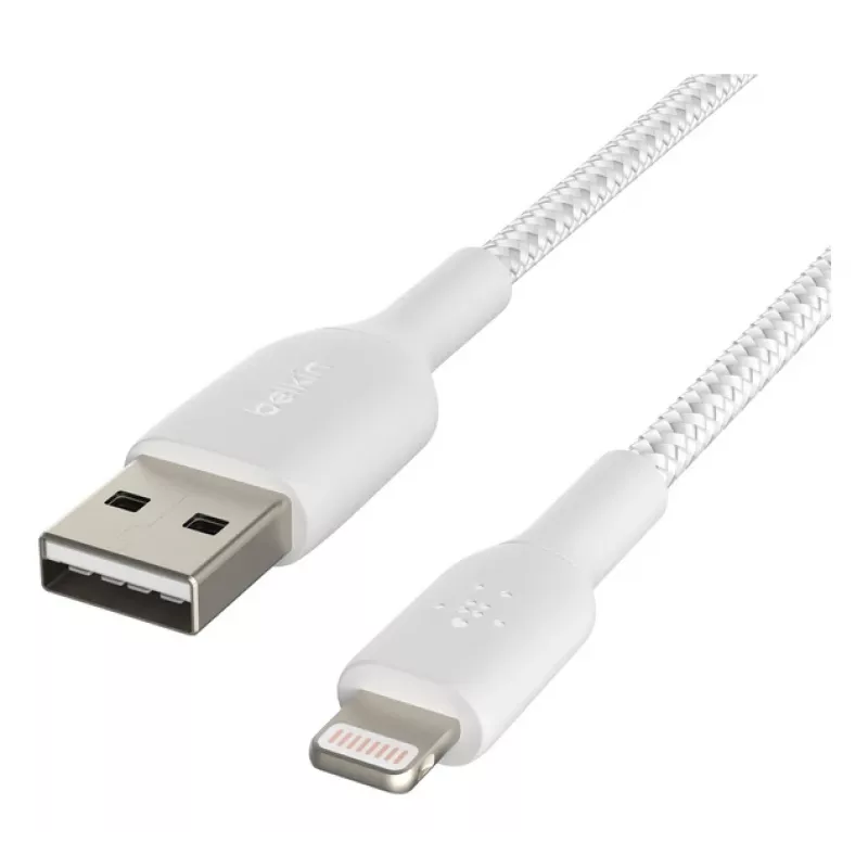 BELKIN Lightning auf USB-A Kabel Geflecht 2m Weiß
