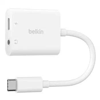 BELKIN Charge Adapter Rockstar 3,5 mm Audio + USB-C Weiß