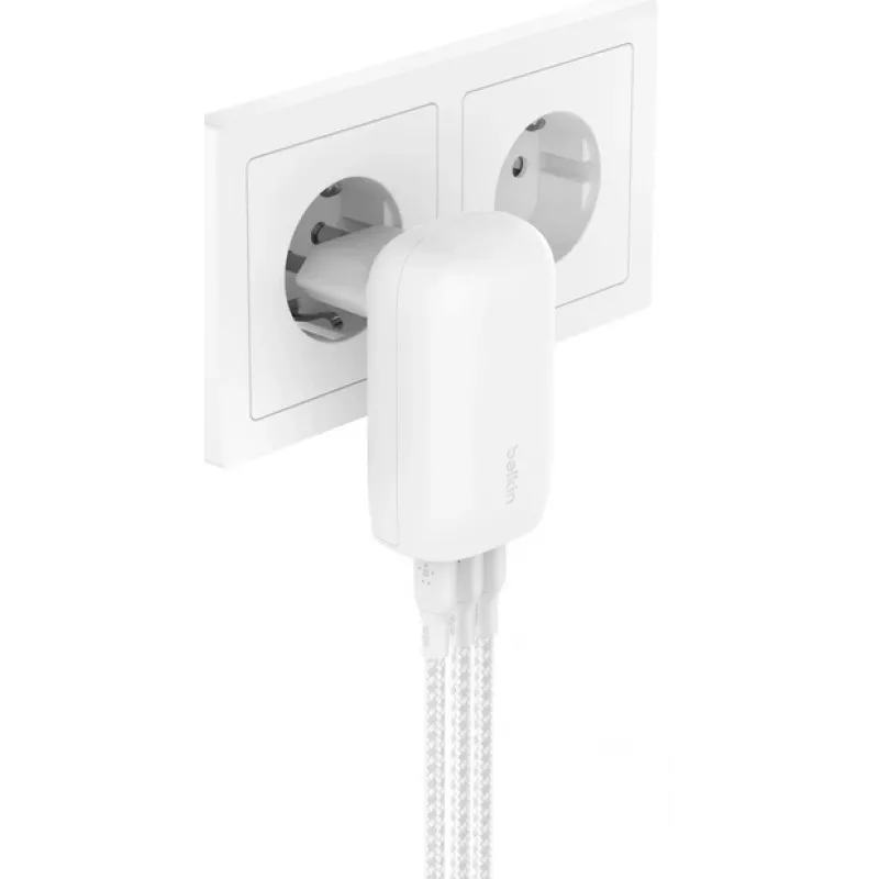 BELKIN Wandladegerät - Boostcharge - USB-C 3-Port-Ladegerät - Mit PPS 67W - Weiß