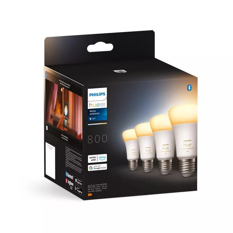 Philips Hue White ambience 4er-Pack E27 Bluetooth Zigbee Smart Bulb