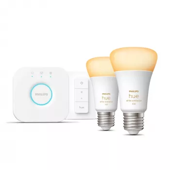 Philips Hue White Ambiance Starter-Set: 2 E27 Smart-Lampen (1100) + Dimmschalter