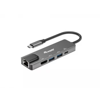 Equip USB-C 5-in-1 Multifunktionsadapter, HDMI, Gigabit-LAN, USB 3.2 Gen1, 100W USB PD